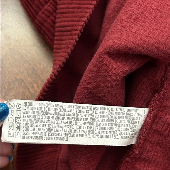 Burgundy Wide Wale Corduroy Overall Mini Dress, Size Medium - Picture 8 of 9